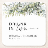 groen kruiden bruiloft kartonnen onderzetters (Voorkant)