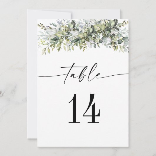 Groen Kruiden Bruiloft Tafel Nummers (Voorkant)
