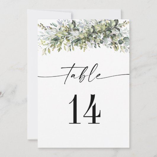Groen Kruiden Bruiloft Tafel Nummers (Achterkant)