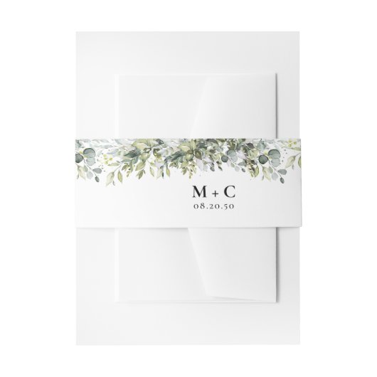 Groen Kruiden Bruiloft Uitnodiging Belly Band Uitnodigingen Wikkel (Voorkant Voorbeeld)
