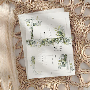 Groen Kruiden Bruiloft Uitnodiging Belly Band Uitnodigingen Wikkel