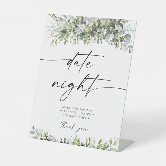 groen kruiden datum nacht ideeën teken reclamebord met voetstuk (Voorkant)