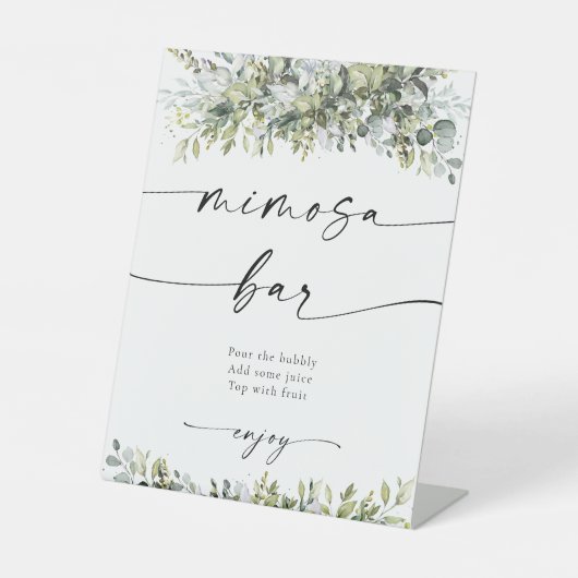 Groen Kruiden Mimosa Bar Teken Reclamebord Met Voetstuk (Voorkant)