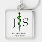 Groen kruidengoud Rood van Asclepius Medical Sleutelhanger (Voorkant)