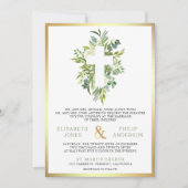 Groen kruis alles in één katholieke bruiloft kaart (Voorkant)