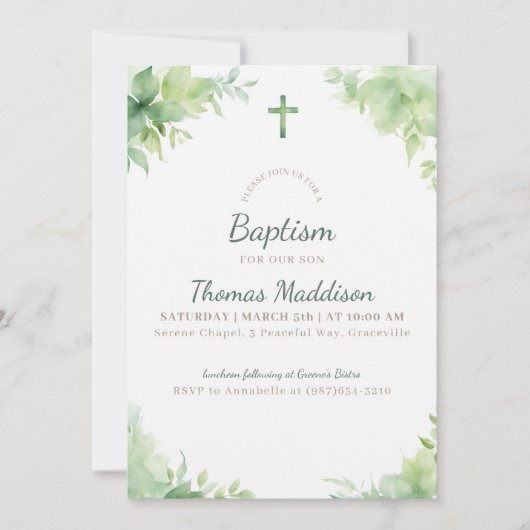 Groen Kruis en groen Doop Kaart (Voorkant)