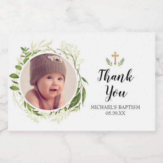 Groen Kruis Foto Mini Mousserende Wijnfles La Sparkling Wijnetiket (Enkel label)