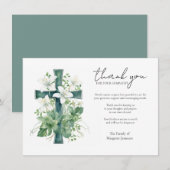 Groen Kruis Lelies Sympathie Condoleance Waarderin Bedankkaart (Voorkant / Achterkant)