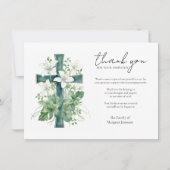 Groen Kruis Lelies Sympathie Condoleance Waarderin Bedankkaart (Voorkant)