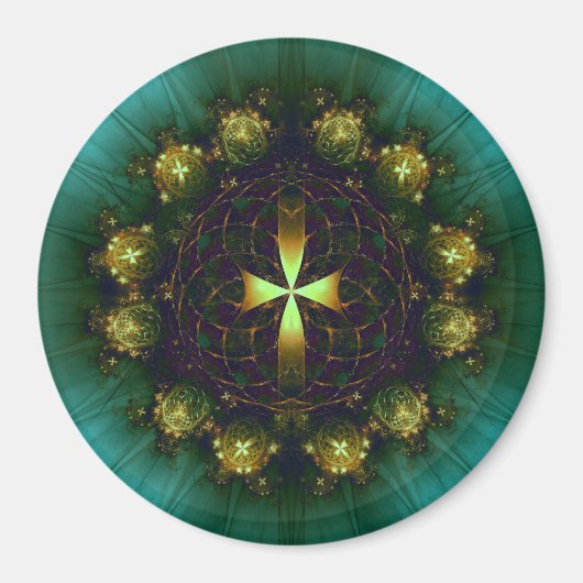 Groen Kruis Mandala Magneet (Voorkant)