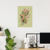 Groen kruis met roze bloemen poster (Thuiskantoor)