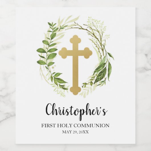 Groen Kruis Wijnfles Label Wijn Etiket (Enkel label)