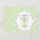 Groen Kruis witte damast burlap Eerste Communie Kaart (Voorkant / Achterkant)