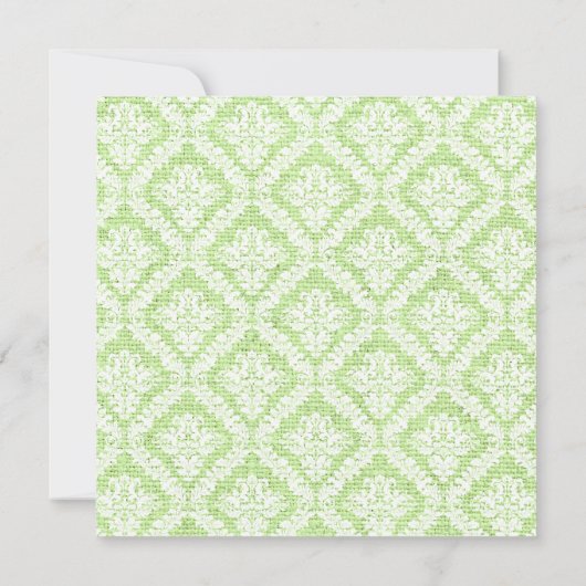 Groen Kruis witte damast burlap Eerste Communie Kaart (Achterkant)