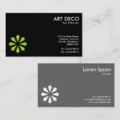 Groen kunstdecodeventiel - zwart visitekaartje (Voorkant / Achterkant)