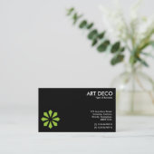 Groen kunstdecodeventiel - zwart visitekaartje (Staand voorkant)