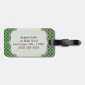 Groen kwartelblad Latti Monogram Bagagelabel (Achterkant horizontaal)