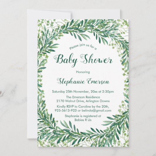 Groen laat baby douche uitnodigingen (Voorkant)