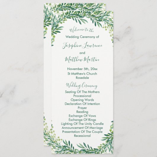 groen laat bladeren loof bruiloft programma's (Voorkant / Achterkant)