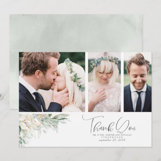 groen laat boho bruiloft dank u foto bedankkaart (Voorkant / Achterkant)