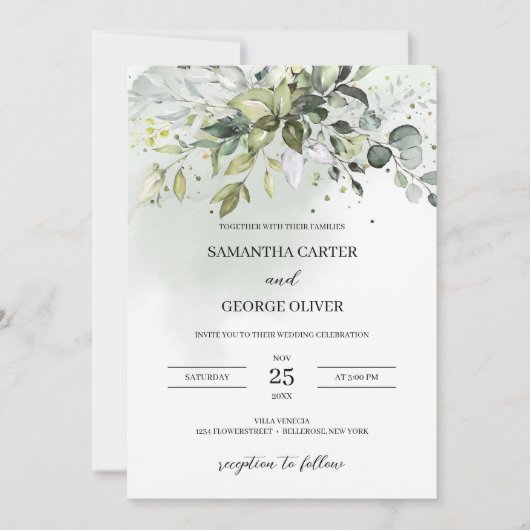 Groen laat boho eucalyptus gepersonaliseerd kaart (Voorkant)