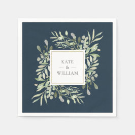 groen laat diep Zee blauw gouden bruiloft Servet