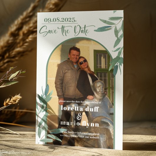 Groen Laat Foto Arch Bewaar de datum Kaart