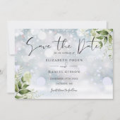 groen laat foto winter bruiloft save the date (Voorkant)