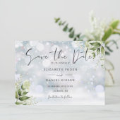 groen laat foto winter bruiloft save the date (Staand voorkant)