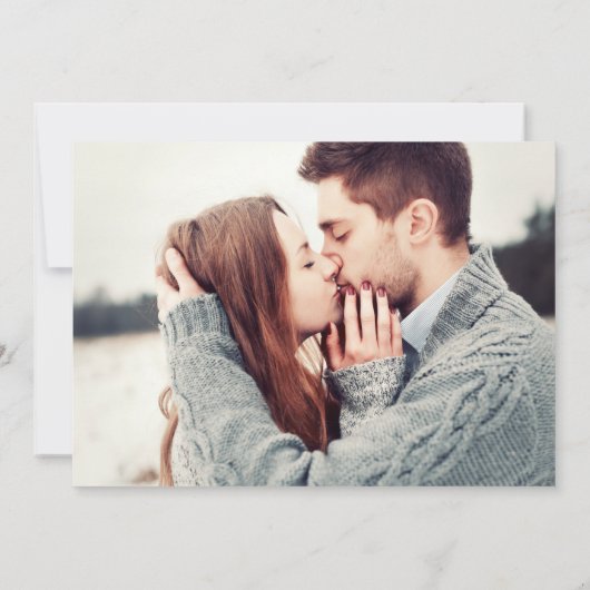 groen laat foto winter bruiloft save the date (Achterkant)