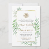 groen laat gouden Lijst islamitische moslimbruilof Kaart (Voorkant)