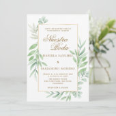 groen laat gouden nuestra boda spaanse bruiloft kaart (Staand voorkant)