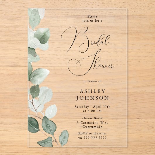 Groen laat het moderne Vrijgezellenfeest achter Acryl Uitnodigingen (Voorkant)