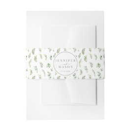 Groen laat klassieke boho bruiloft buik band uitnodigingen wikkel