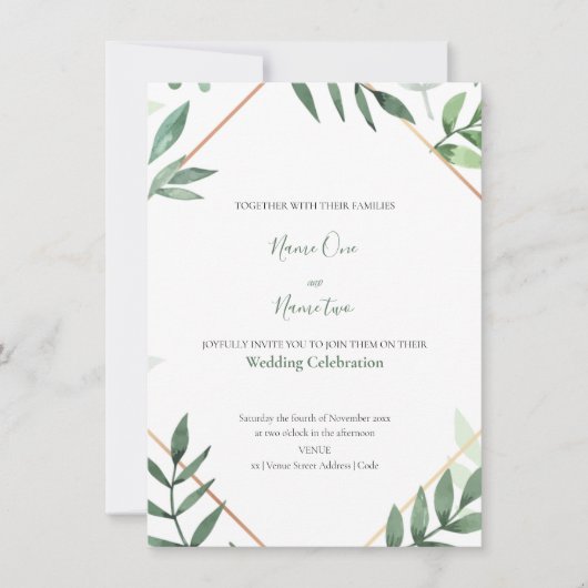 Groen laat lijst trouwuitnodiging kaart (Voorkant)