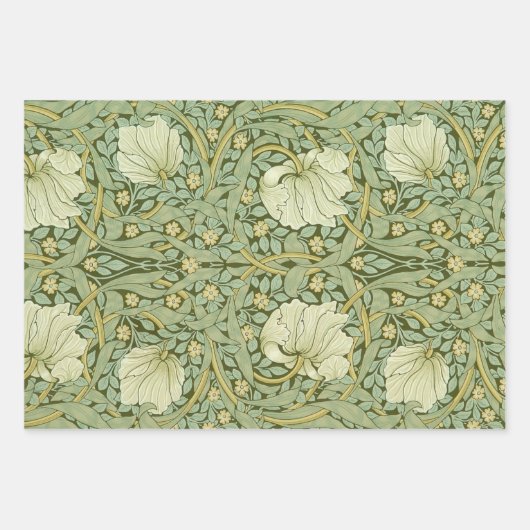 Groen laat Morris Pattern Oak Willow Inpakpapier Vel (Voorkant 2)