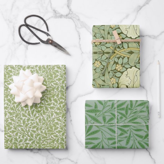 Groen laat  Morris Pattern Oak Willow Inpakpapier Vel (Voorkant)