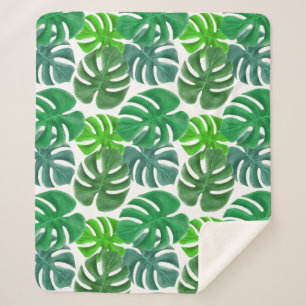 Groen laat patroonmodel Zwitsers Plant Sherpa Deken