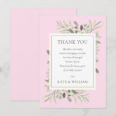 groen laat roze baby meisje douche gedicht bedankkaart (Voorkant / Achterkant)