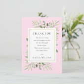 groen laat roze baby meisje douche gedicht bedankkaart (Staand voorkant)