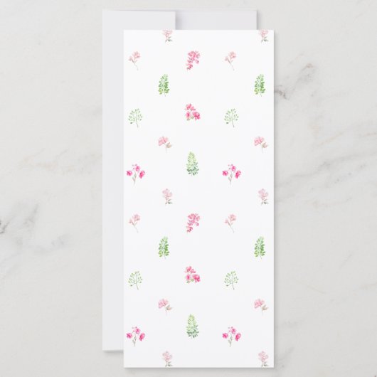 groen laat roze bloemen monogram bruiloft menu (Achterkant)