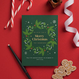 Groen Laat Sneeuwvlok Vrolijk Kerstfeest Kaart