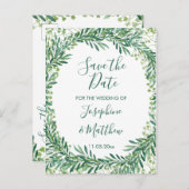 groen laat Waterverf opslaan de datum Aankondigingskaart (Voorkant / Achterkant)