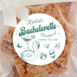 Groen Laatste toast Beach Bachelorette Party Stick Ronde Sticker