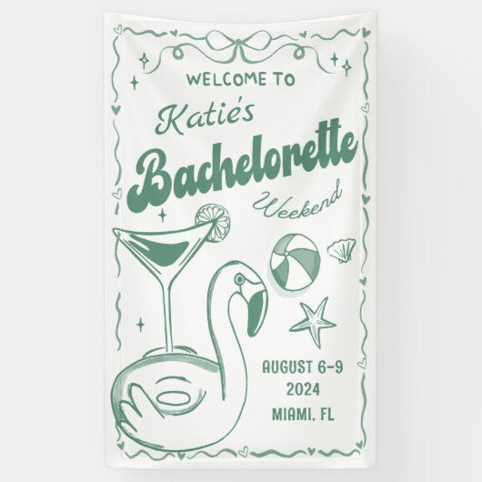 Groen Laatste Toast Beach Bachelorette Weekend Ban Spandoek (Verticaal)