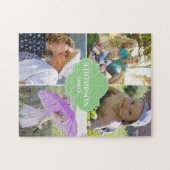 Groen label verticaal 4 Familie Foto Collage Legpuzzel (Horizontaal)