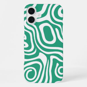 Groen labyrint grafisch patroon iPhone 16 plus hoesje