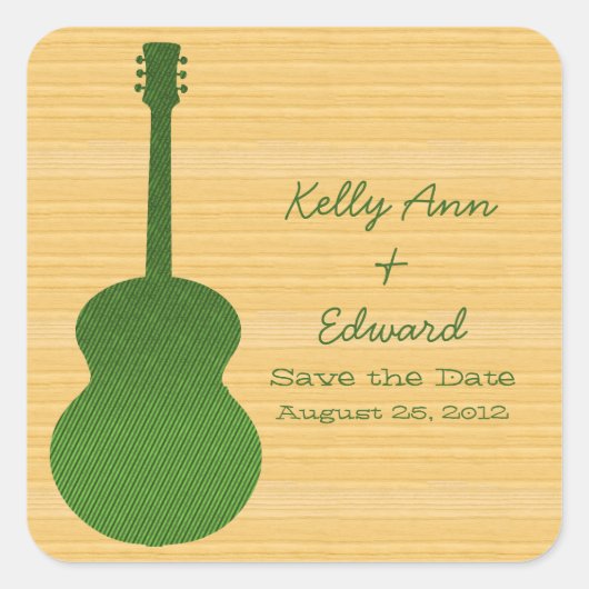Groen land gitaar Save the Date Stickers (Voorkant)