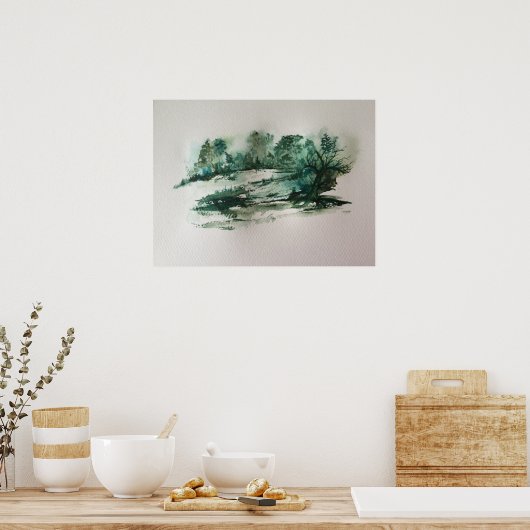 Groen landschap abstract poster (Keuken)
