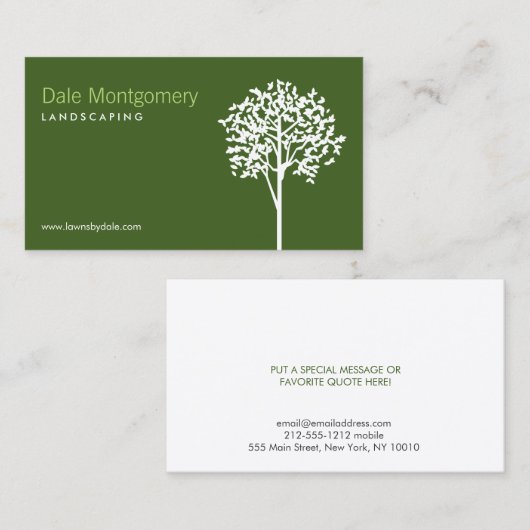 Groen landschap, gazon zorg, bomen Visitekaartje (Voorkant / Achterkant)